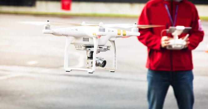 Drone, Unmanned copter flight, pilot flying drone